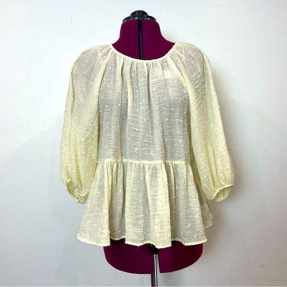 Zara Cream Polka Dot Relaxed Fit Summer Top XS/S - Picture 7 of 13